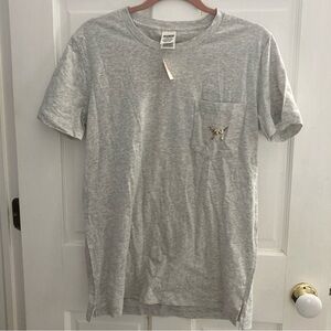 Victoria’s Secret PINK Bling Tee Sequins Dog Logo Gray Gold S/P BRAND NEW W TAG
